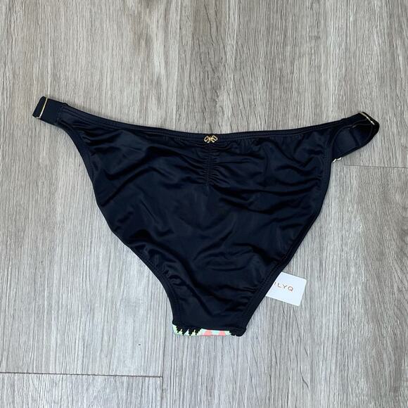 PILYQ Women's Black Multi Clara Mix Up Zig Zag Adjustable Bikini Bottoms sz L - Picture 3 of 5